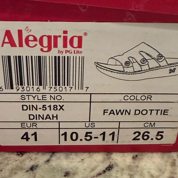 Alegria DINAH-FAWN DOTTIE ADJUSTABLE STRAP SLIDE SANDAL Sz 10.5-11 EU 41 NIB - Picture 2 of 16